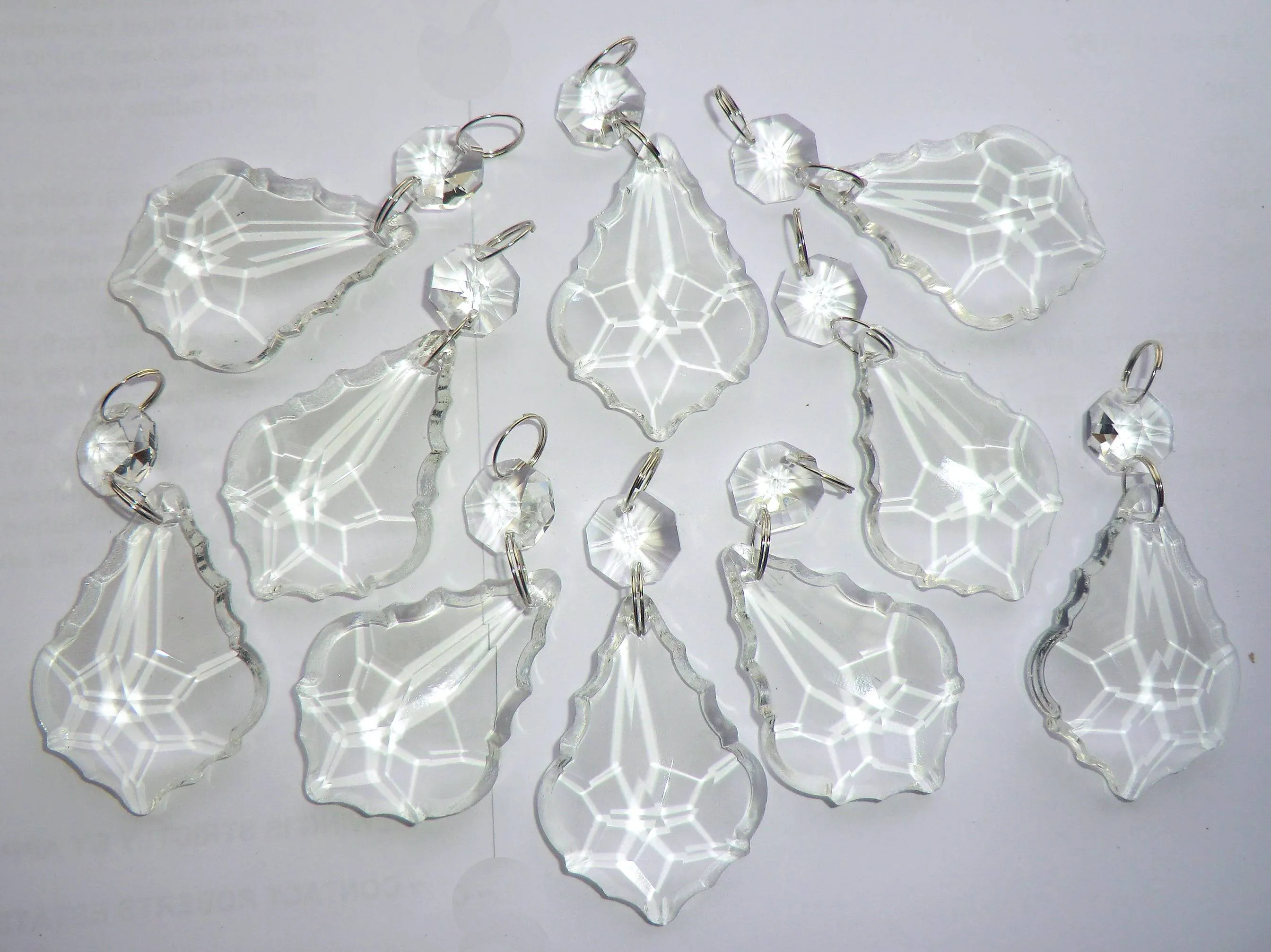 1 Clear Cut Glass Leaf 50 mm 2" Chandelier Crystals Drops Beads Droplets Prisms Pendalogues colourless