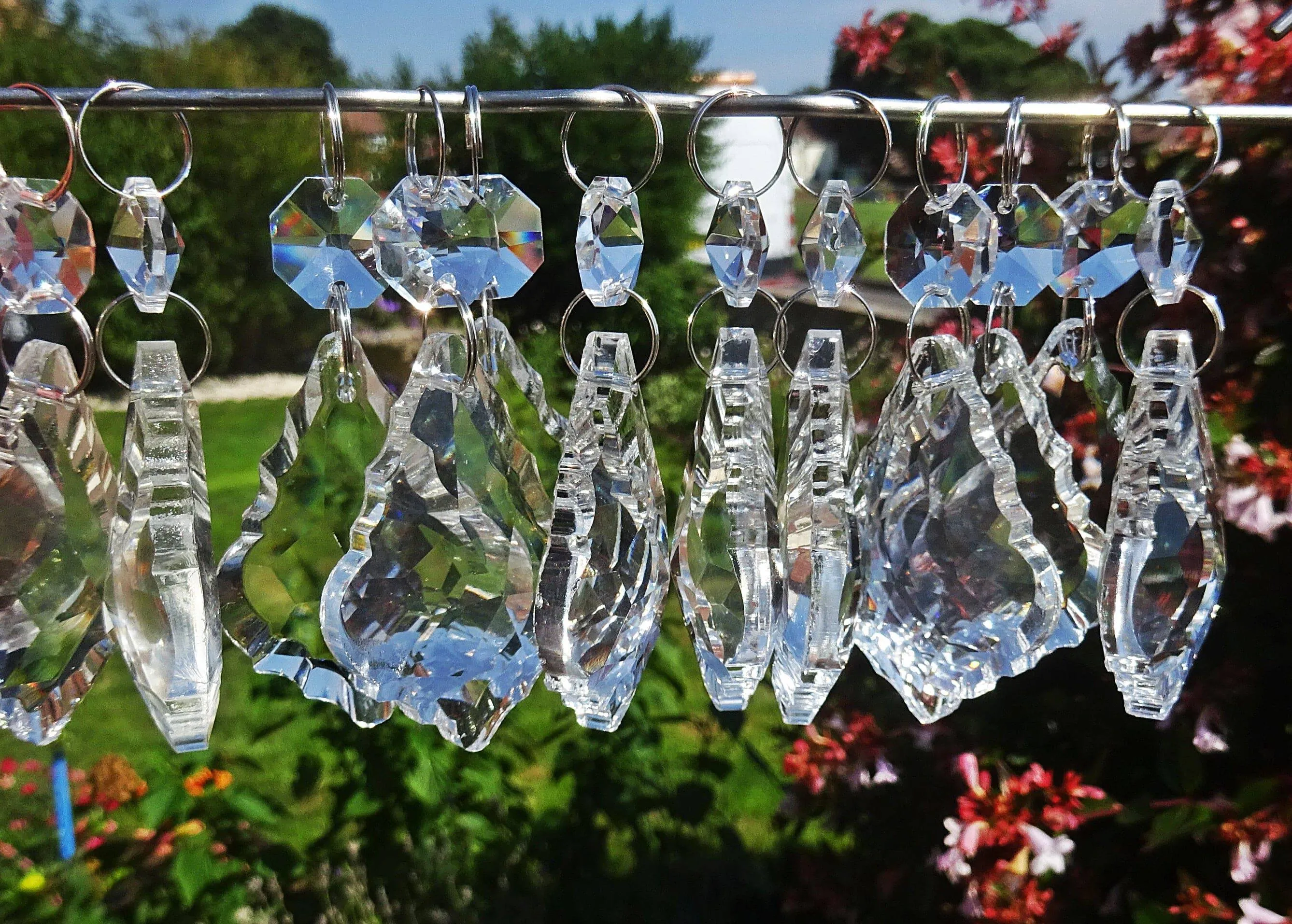 1 Clear Cut Glass Leaf 50 mm 2" Chandelier Crystals Drops Beads Droplets Prisms Pendalogues colourless