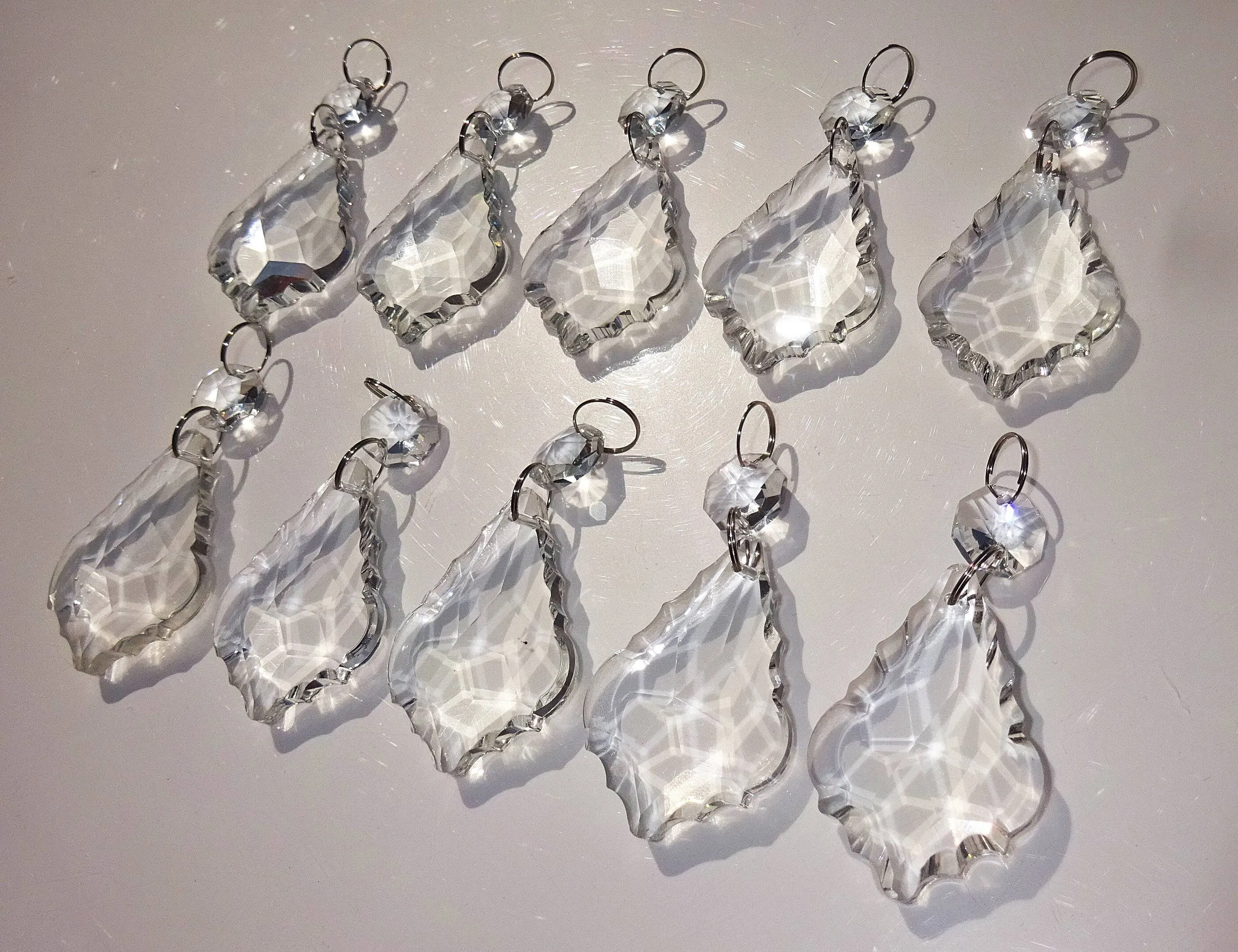 1 Clear Cut Glass Leaf 50 mm 2" Chandelier Crystals Drops Beads Droplets Prisms Pendalogues colourless