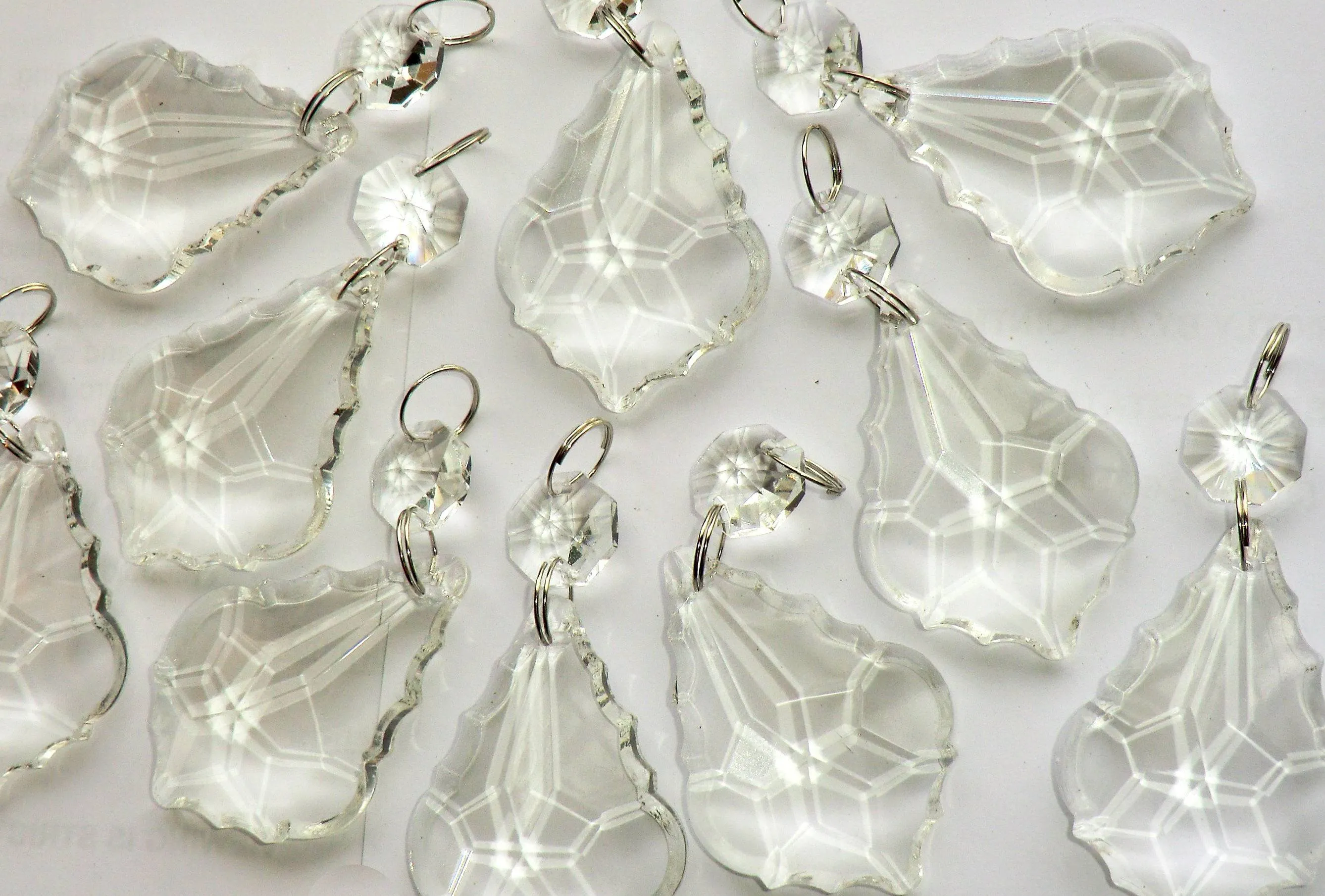 1 Clear Cut Glass Leaf 50 mm 2" Chandelier Crystals Drops Beads Droplets Prisms Pendalogues colourless