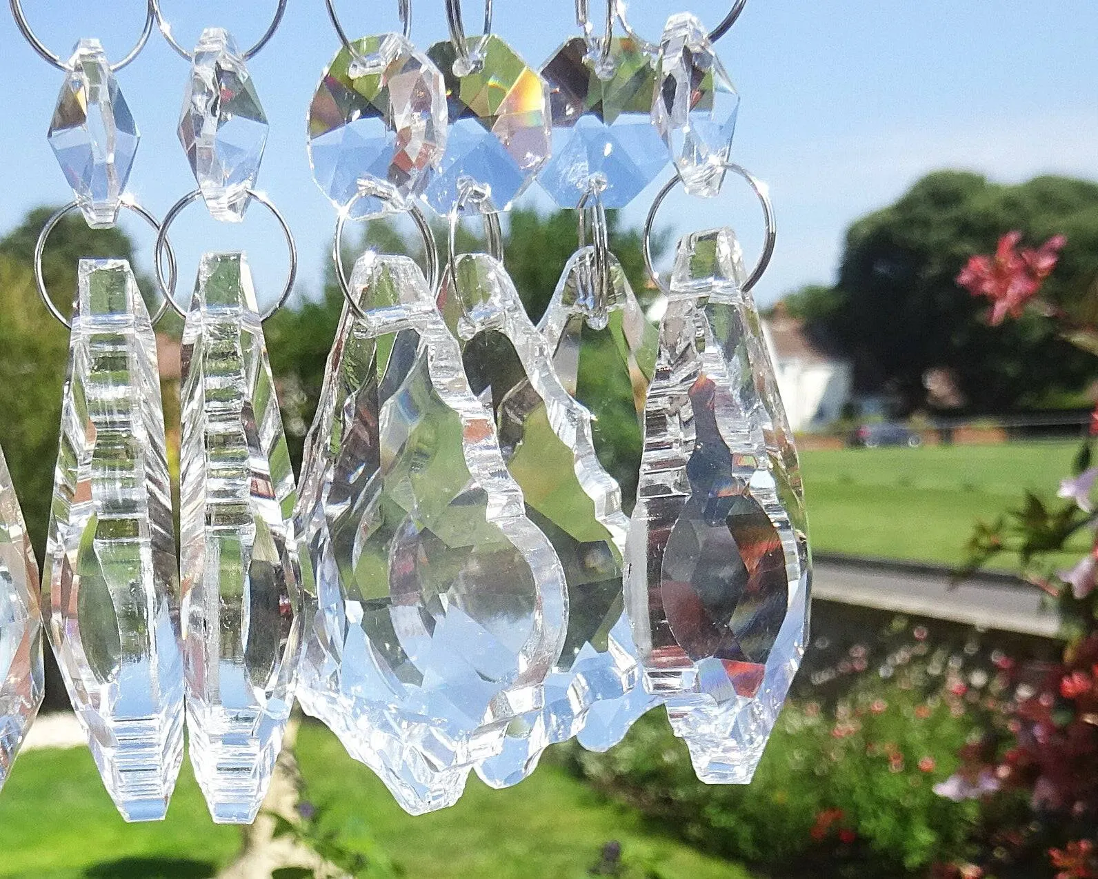 1 Clear Cut Glass Leaf 50 mm 2" Chandelier Crystals Drops Beads Droplets Prisms Pendalogues colourless