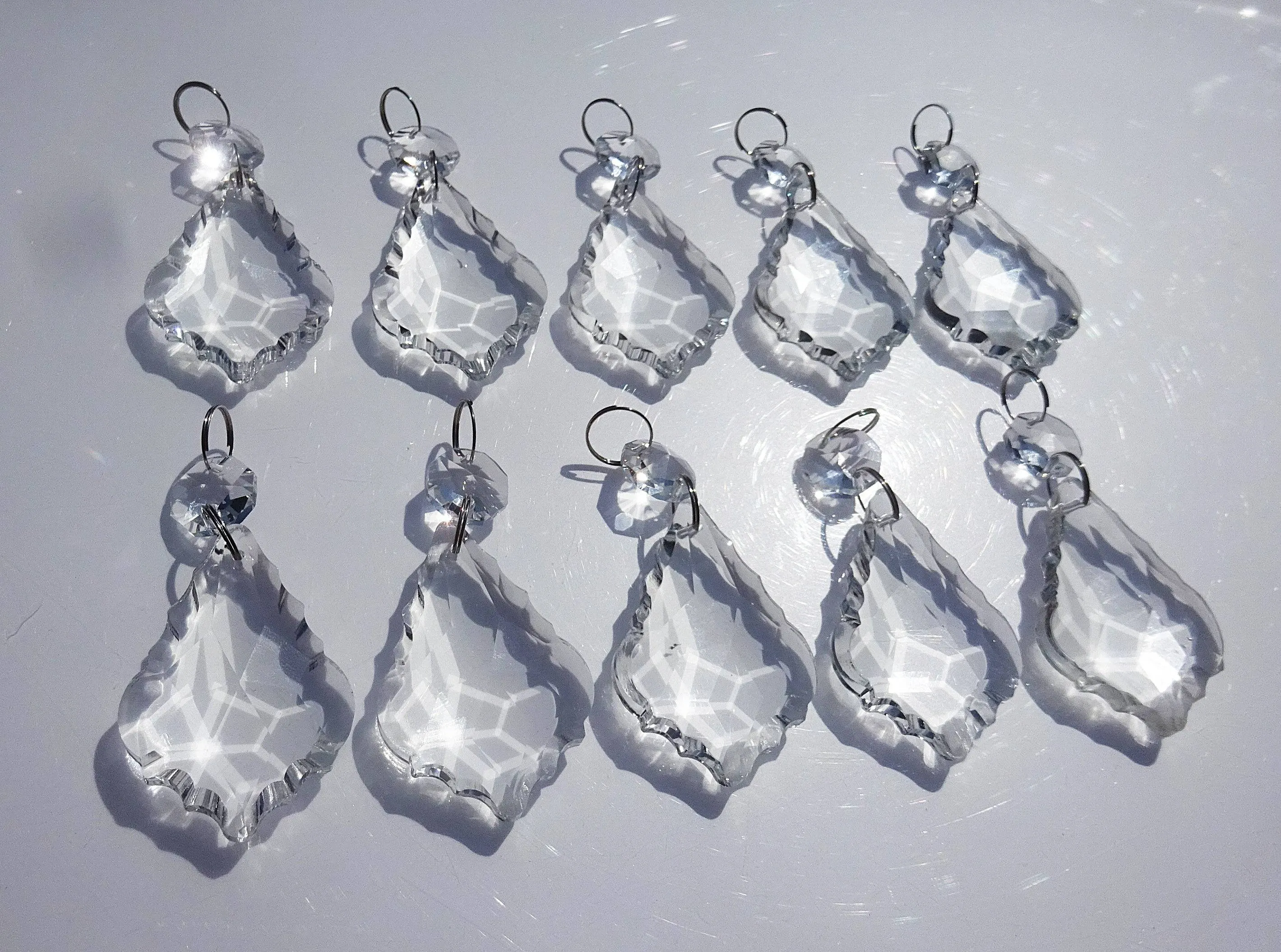 1 Clear Cut Glass Leaf 50 mm 2" Chandelier Crystals Drops Beads Droplets Prisms Pendalogues colourless