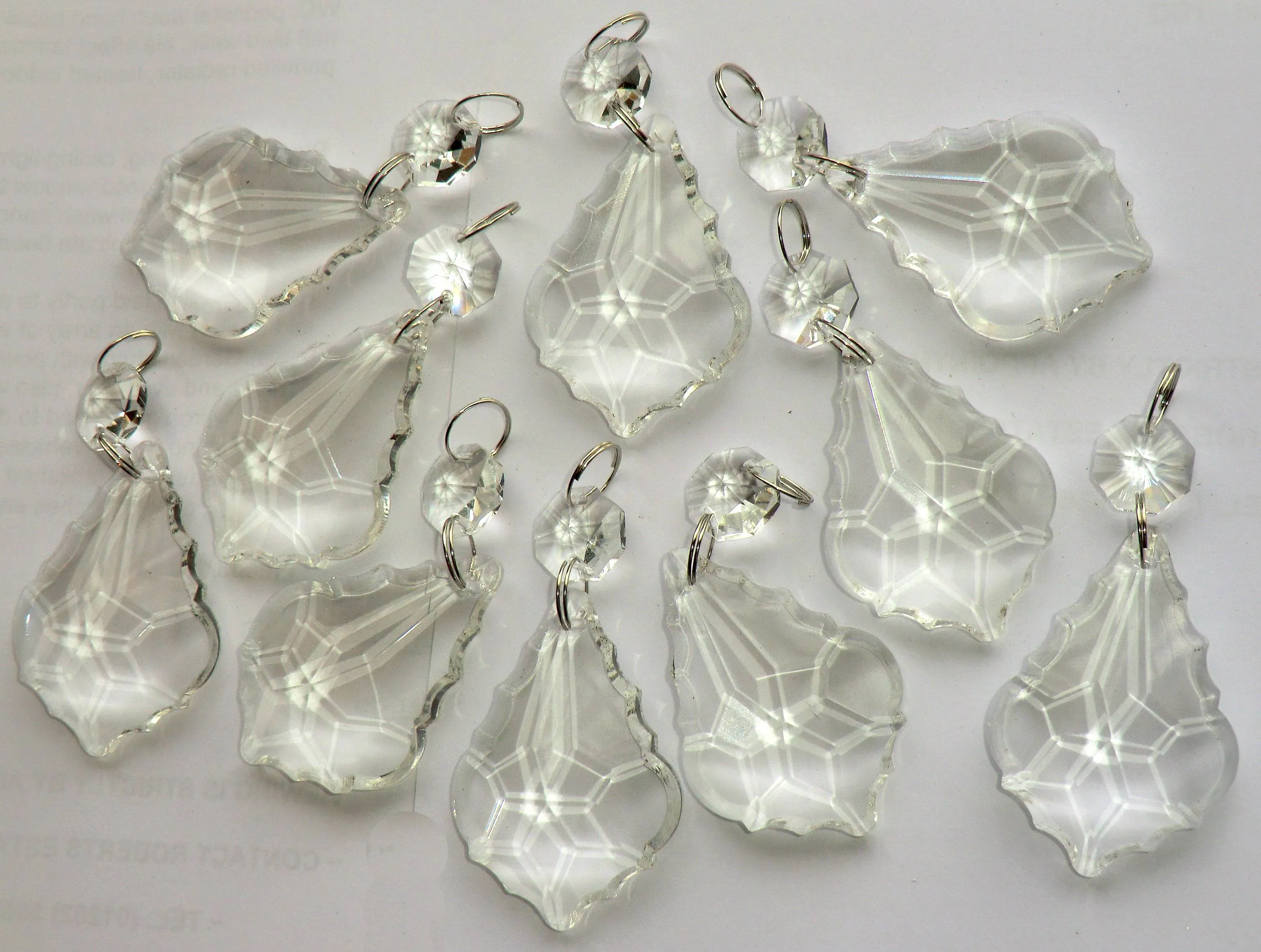 1 Clear Cut Glass Leaf 50 mm 2" Chandelier Crystals Drops Beads Droplets Prisms Pendalogues colourless