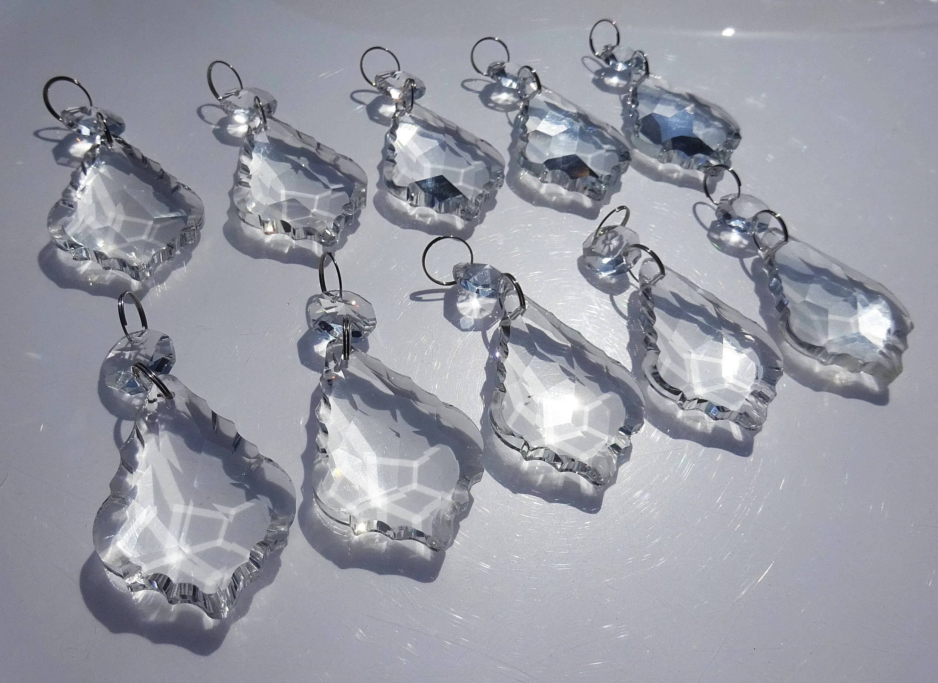 1 Clear Cut Glass Leaf 50 mm 2" Chandelier Crystals Drops Beads Droplets Prisms Pendalogues colourless