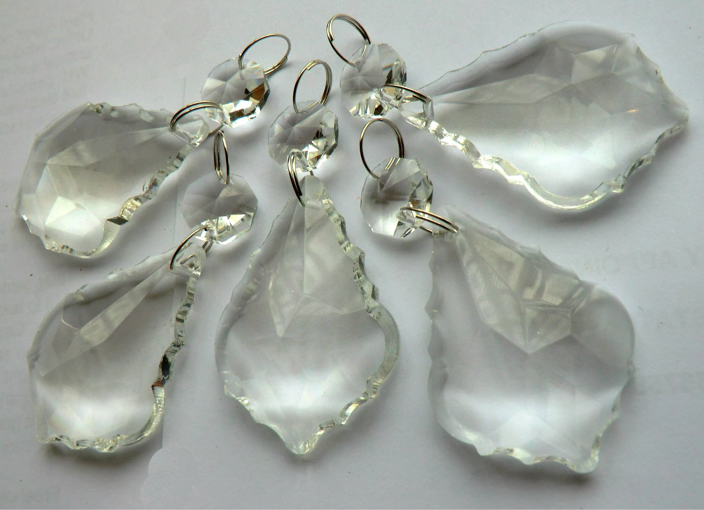 1 Clear Cut Glass Leaf 50 mm 2" Chandelier Crystals Drops Beads Droplets Prisms Pendalogues colourless