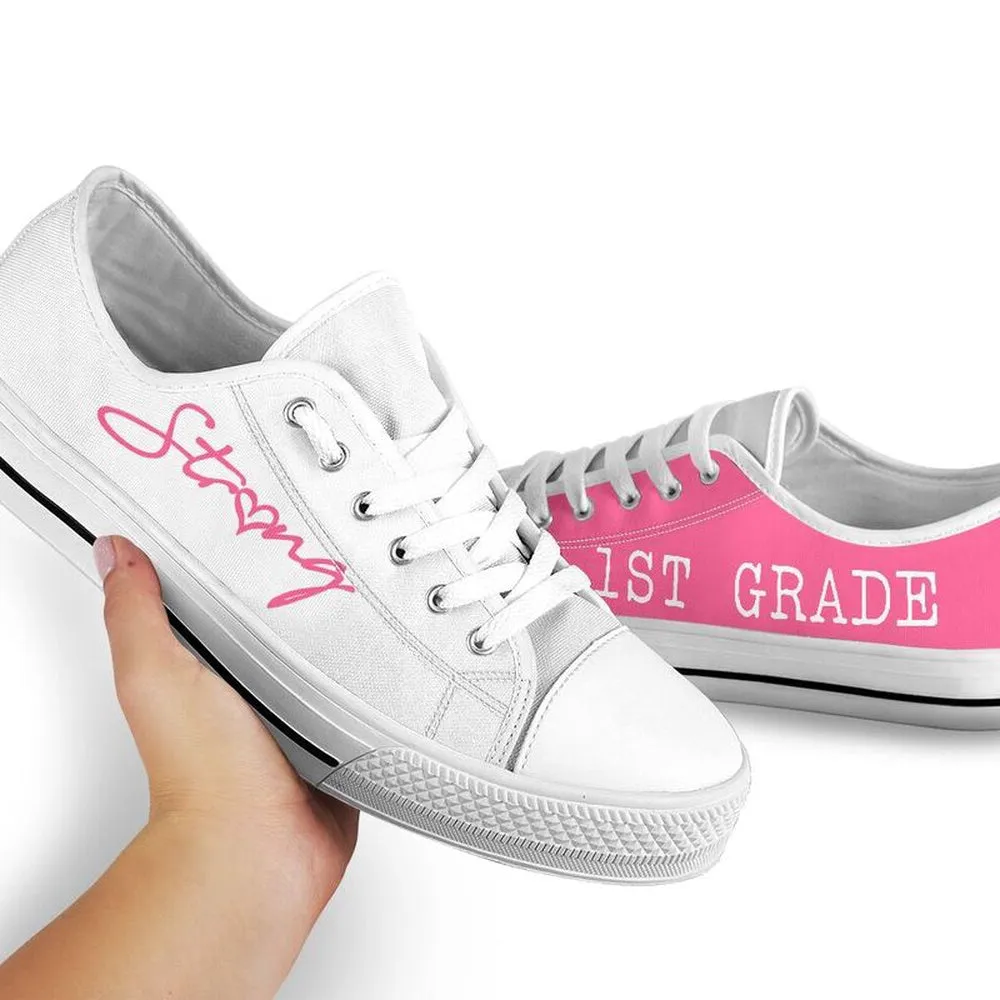 1St Grade Pink White Shoes, Teacher Shoes, Low Top Sneakers