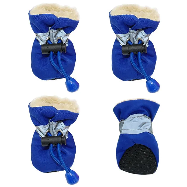 4pcs Waterproof Winter Pet Dog Shoes Anti-slipDog Socks Booties