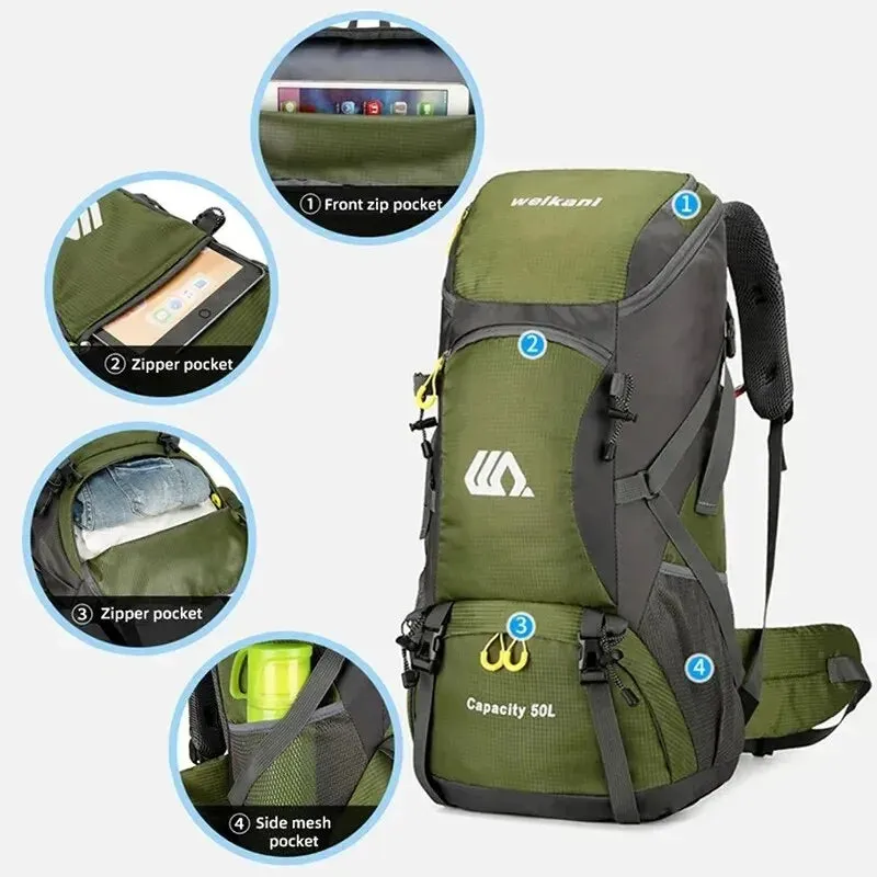 50L Travel Backpack Camping Bag For Men Large Hiking Bag Tourist