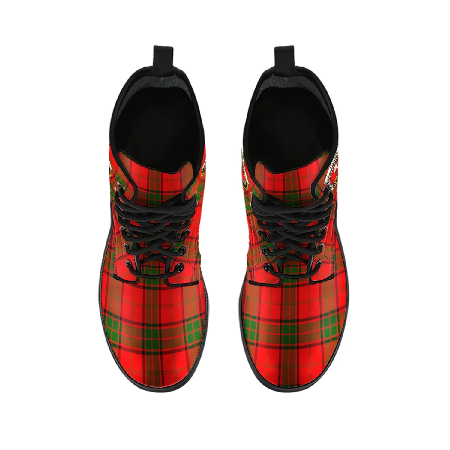 Adair Tartan Leather Boots with Family Crest