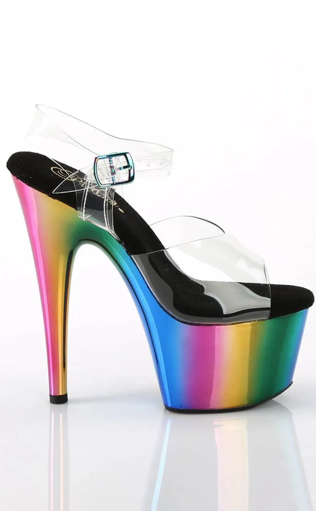 ADORE-708RC Clear & Rainbow Chrome Heels