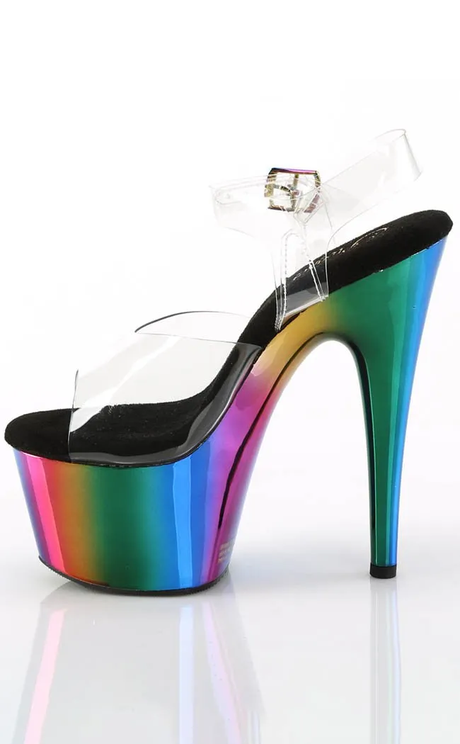 ADORE-708RC Clear & Rainbow Chrome Heels