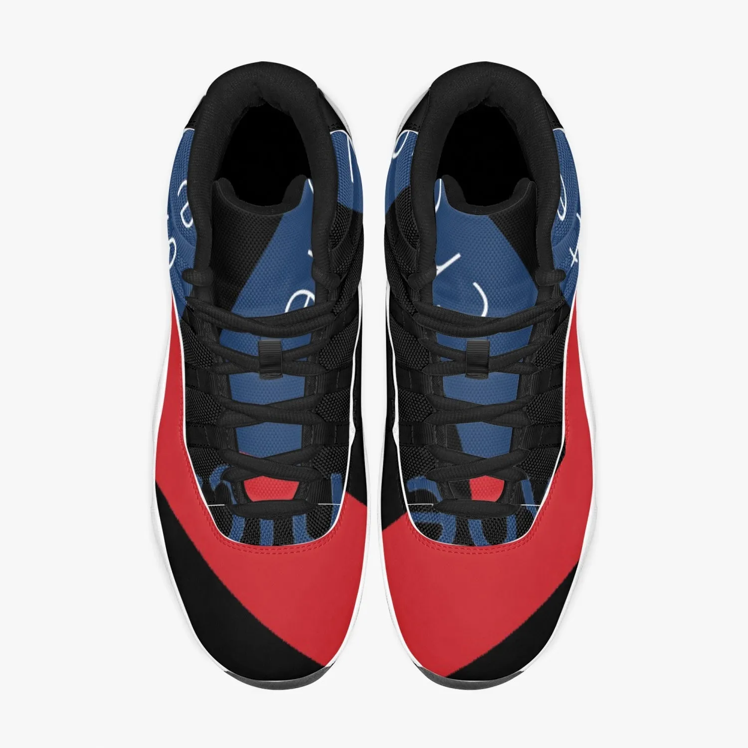 AJ11 Style Basketball Sneakers - Red, White and Blue