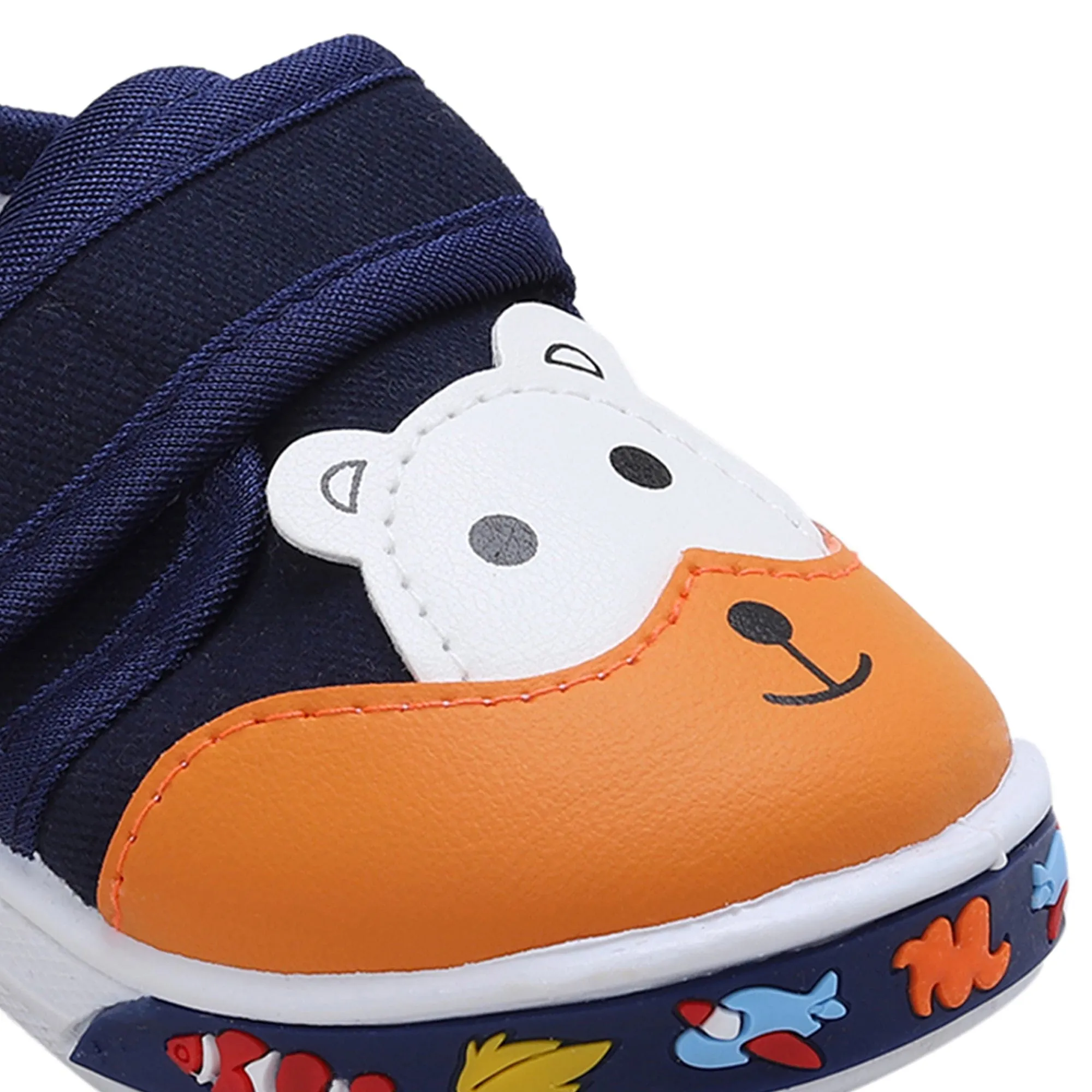 Baby Moo Blissful Bear Velcro Strap Anti-Skid Chu Chu Sound Sneakers - Navy Blue