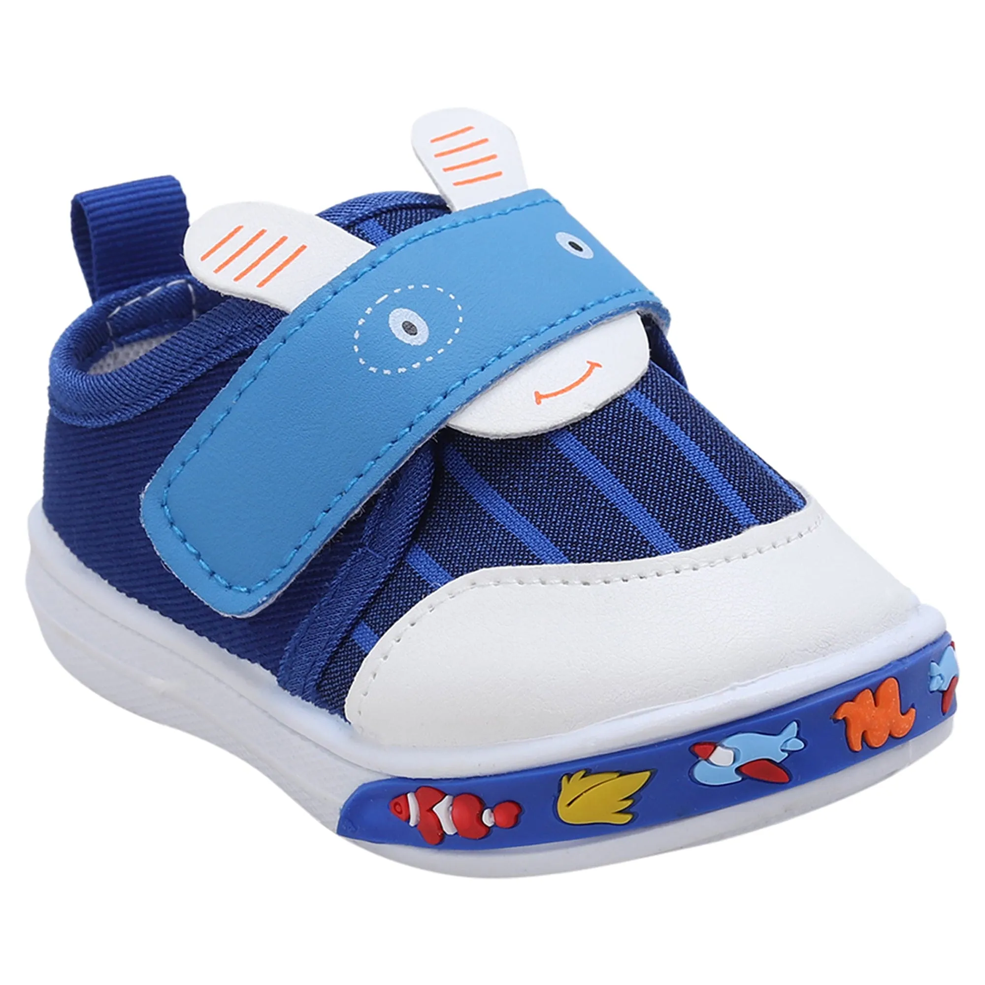 Baby Moo Ninja Rabbit Velcro Strap Anti-Skid Chu Chu Sound Sneakers - Blue