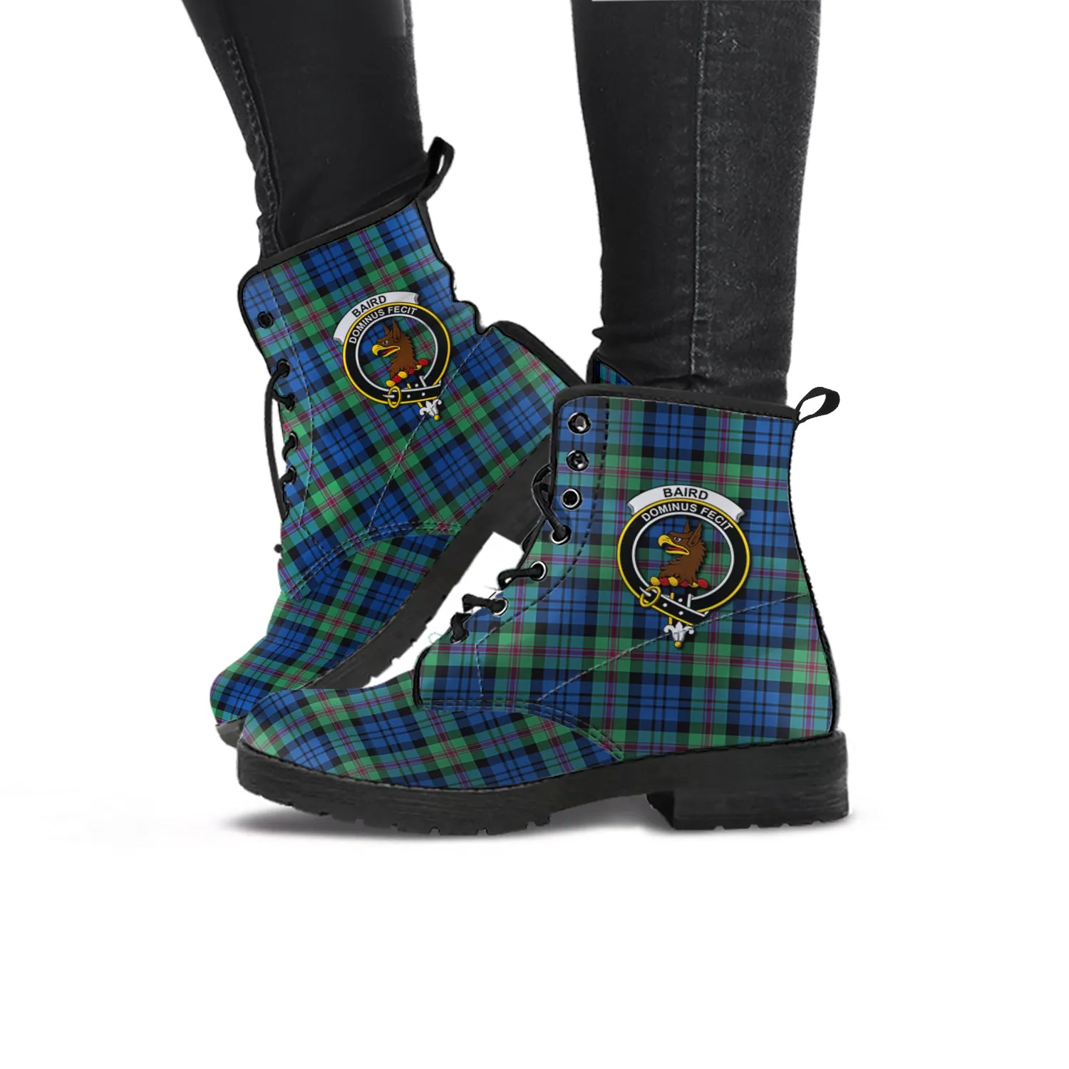 Baird Ancient Tartan Leather Boots with Family Crest