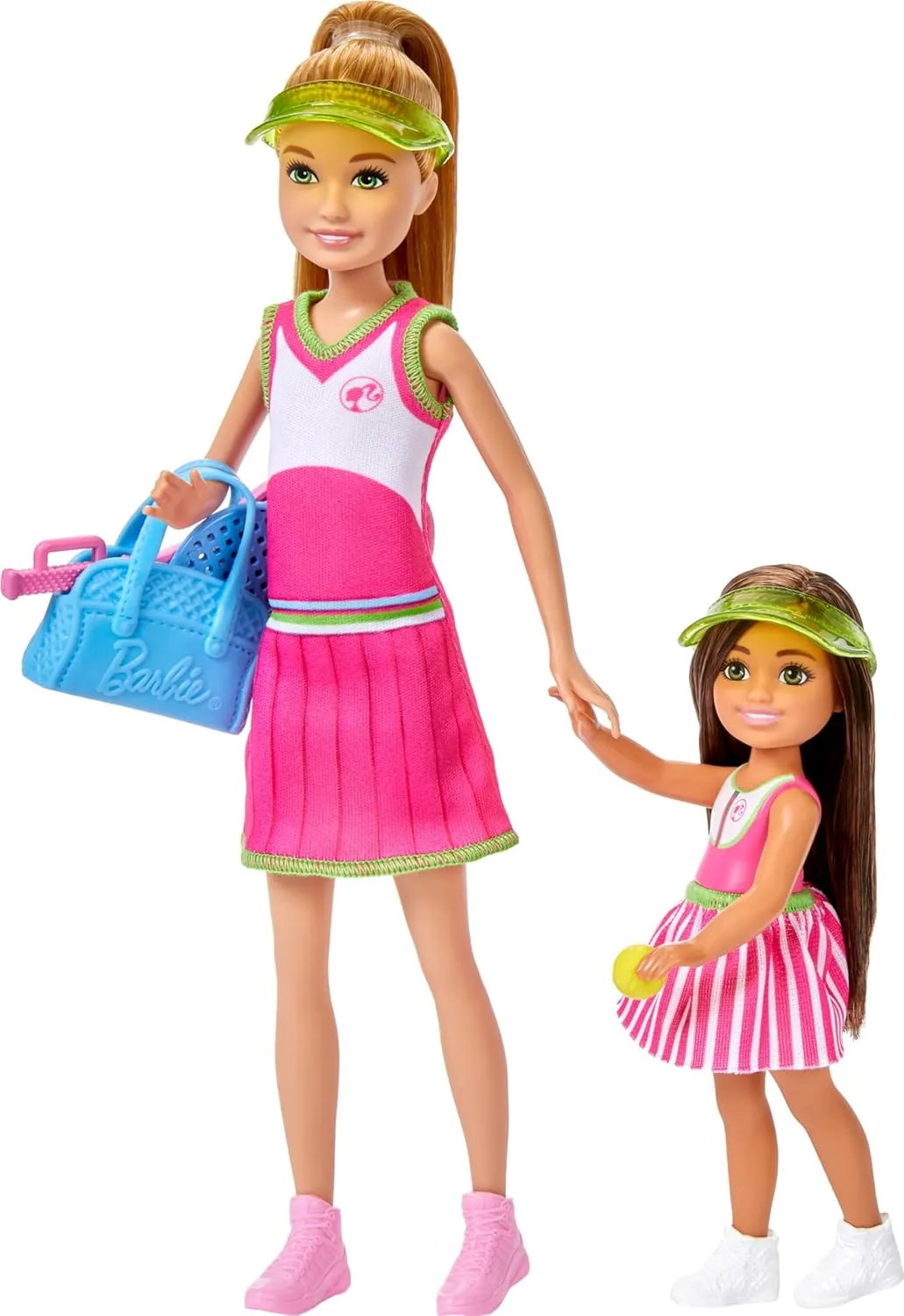 Barbie Stacie & Chelsea Tennis Playset with 2 Dolls & 5  Accessories Including Net with Swinging Ball Feature