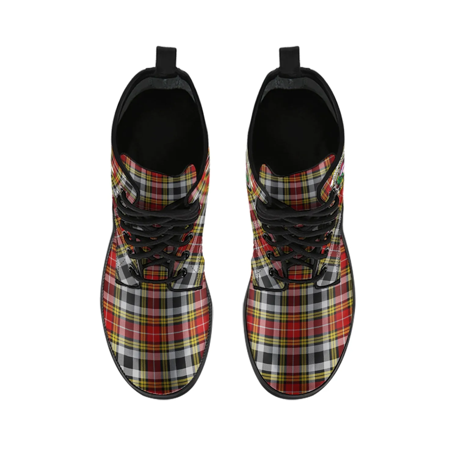 Buchanan Old Dress Tartan Leather Boots with Family Crest