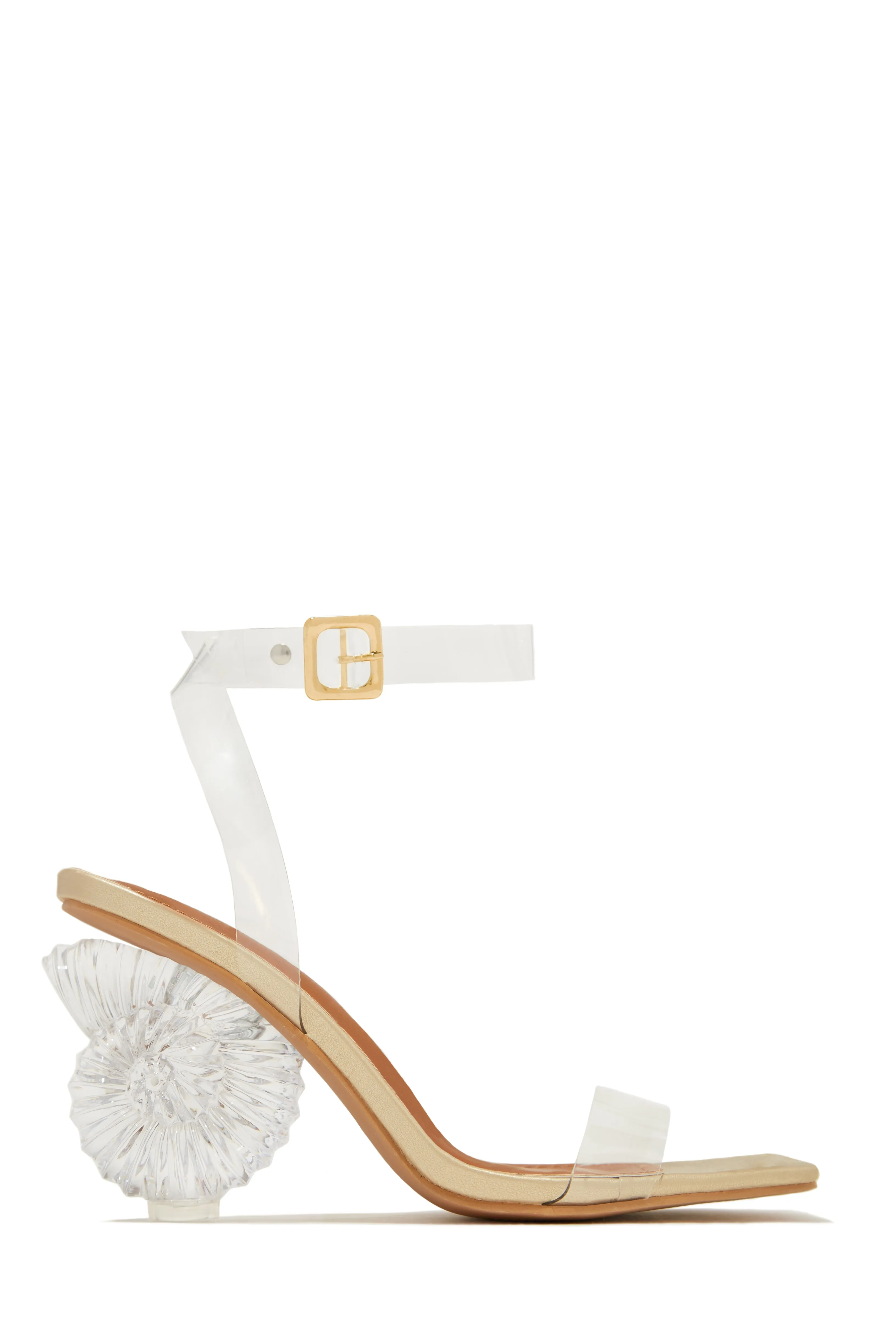 Capri Clear Strap Heels - Gold