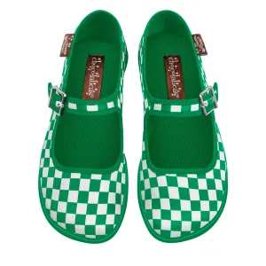 Chocolaticas® Checkers Green Women's Mary Jane Flat