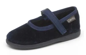 Cienta Toddler Girls Navy Velvet Mary Jane Shoes