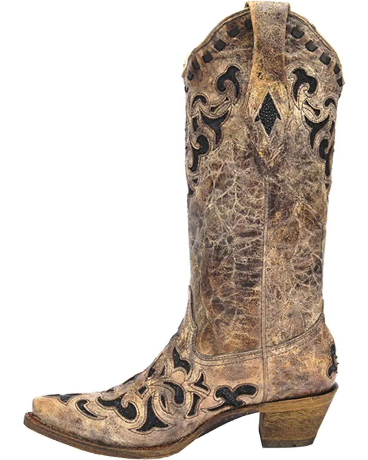 CORRAL Women's Stingray Inlay Cowgirl Boot Snip Toe - A3188