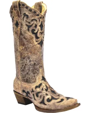 CORRAL Women's Stingray Inlay Cowgirl Boot Snip Toe - A3188