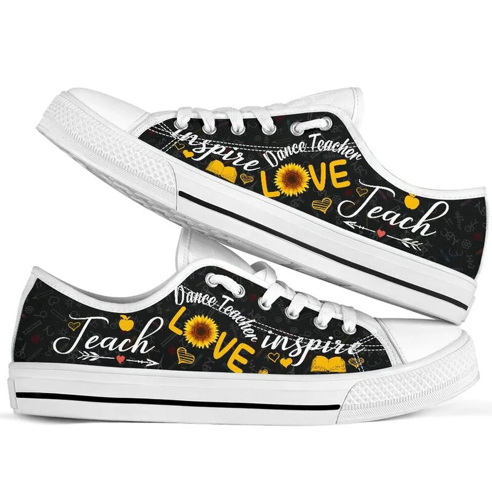 Dance Teacher Teach Sunflower Low Top Shoes, Teacher Shoes, Low Top Sneakers