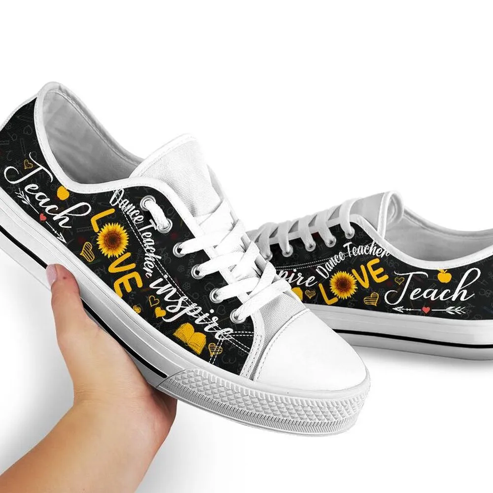 Dance Teacher Teach Sunflower Low Top Shoes, Teacher Shoes, Low Top Sneakers