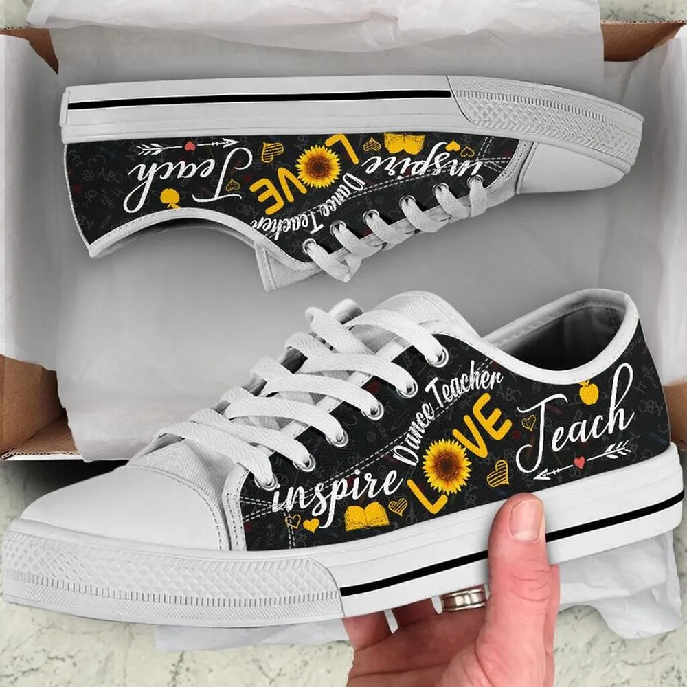 Dance Teacher Teach Sunflower Low Top Shoes, Teacher Shoes, Low Top Sneakers