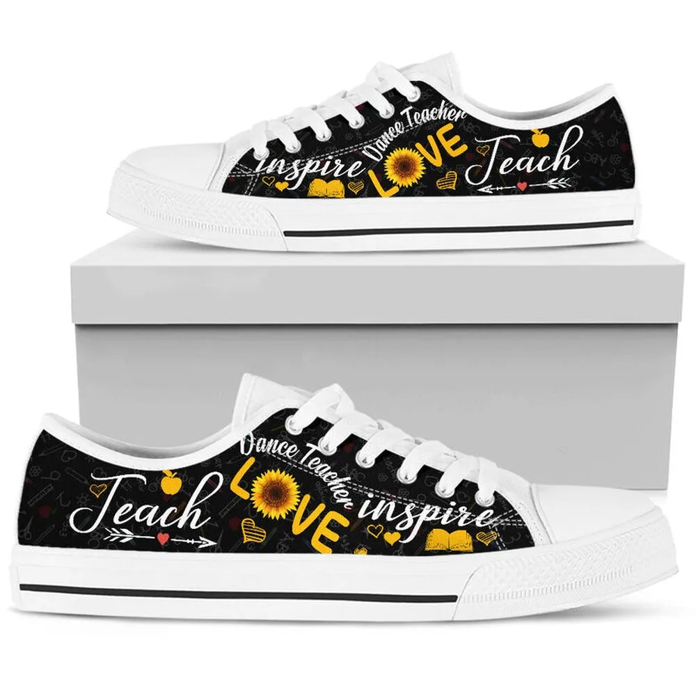 Dance Teacher Teach Sunflower Low Top Shoes, Teacher Shoes, Low Top Sneakers