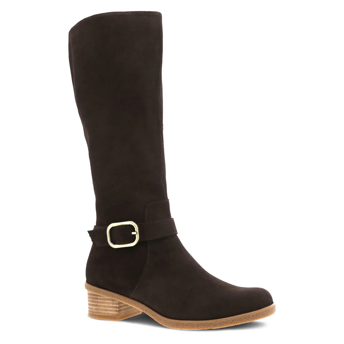 Dansko Dalinda Waterproof Suede Tall Boot in Black & Chocolate