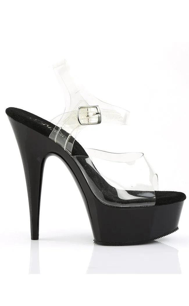 DELIGHT-608 Clear & Black Heels