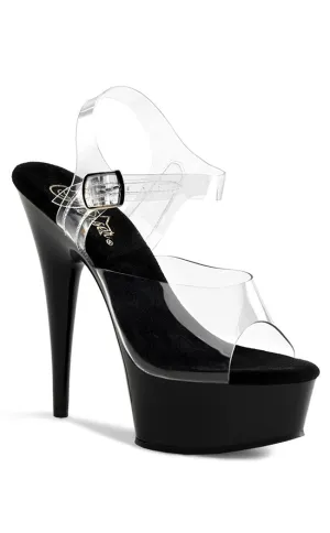 DELIGHT-608 Clear & Black Heels