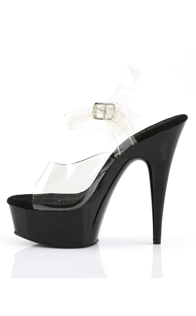 DELIGHT-608 Clear & Black Heels