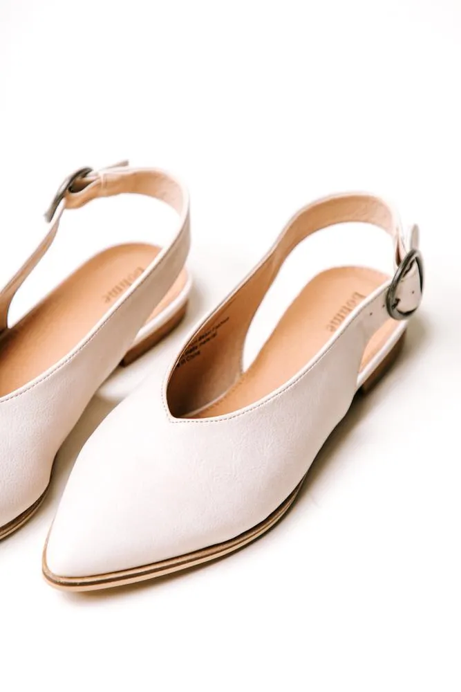 Delta Pointed Flats in Beige - FINAL SALE