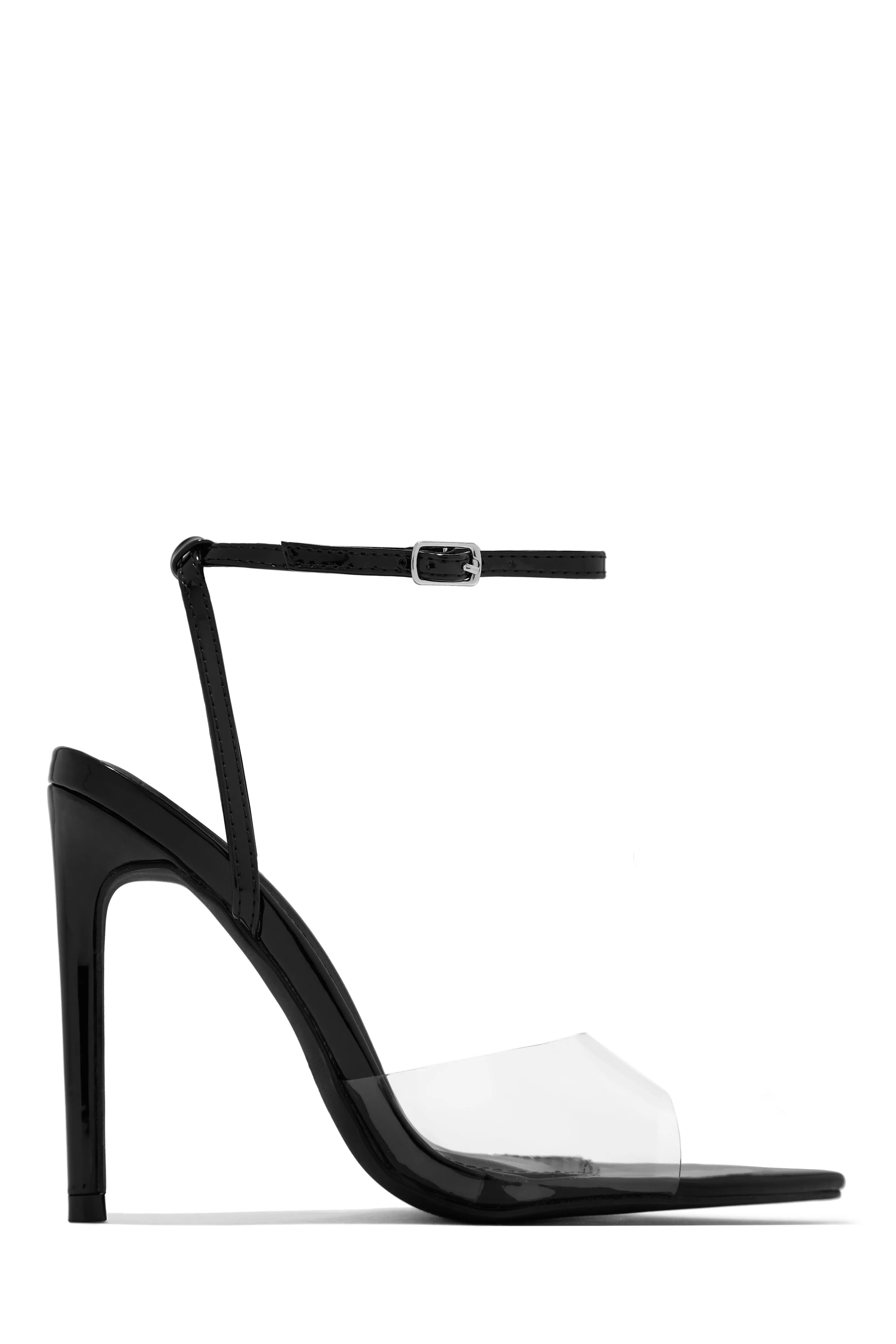 Dinner Date Clear Strap High Heels - Black