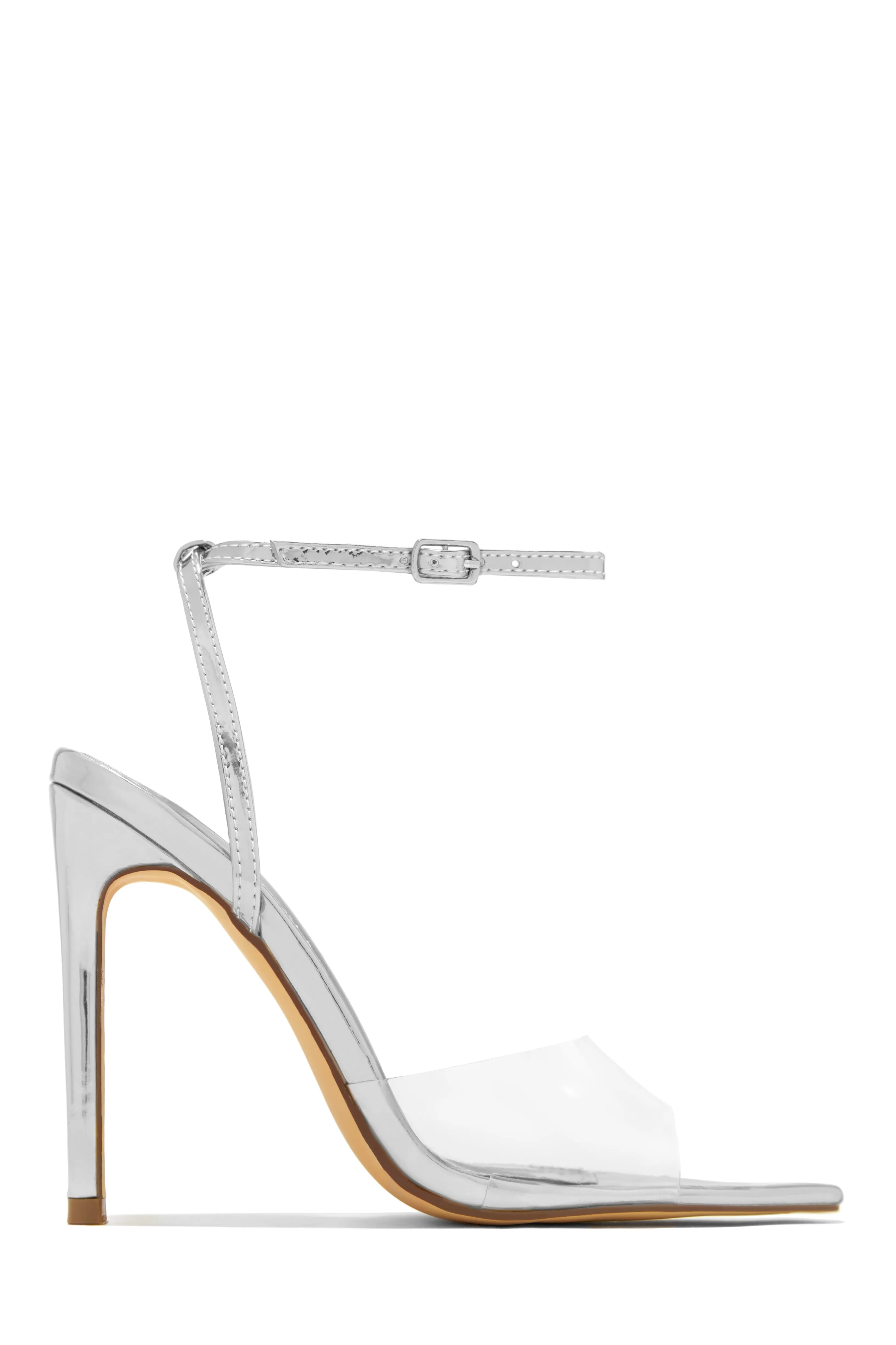 Dinner Date Clear Strap High Heels - White