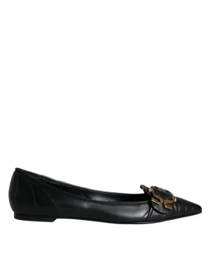 Dolce & Gabbana Devotion Leather Ballerina Flats