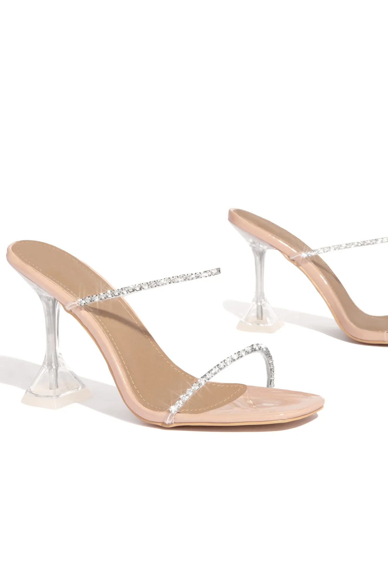 Dubai Embellished Mule Heels - Nude