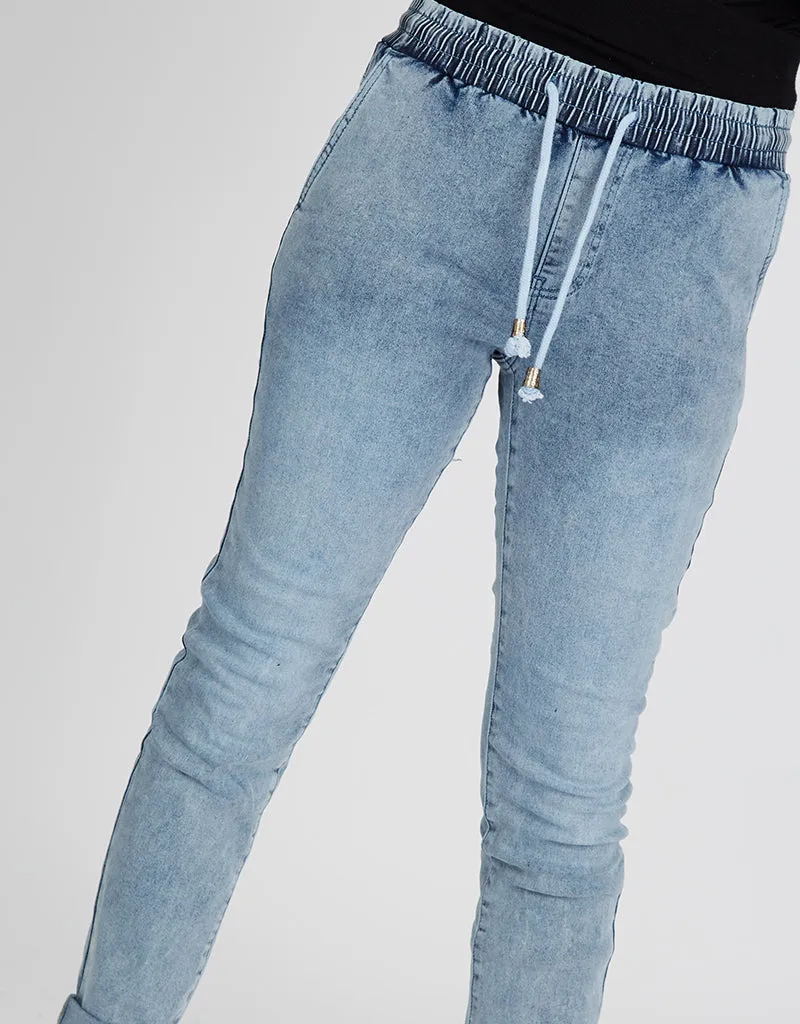 Elastic Waist Loose Fit Jeans