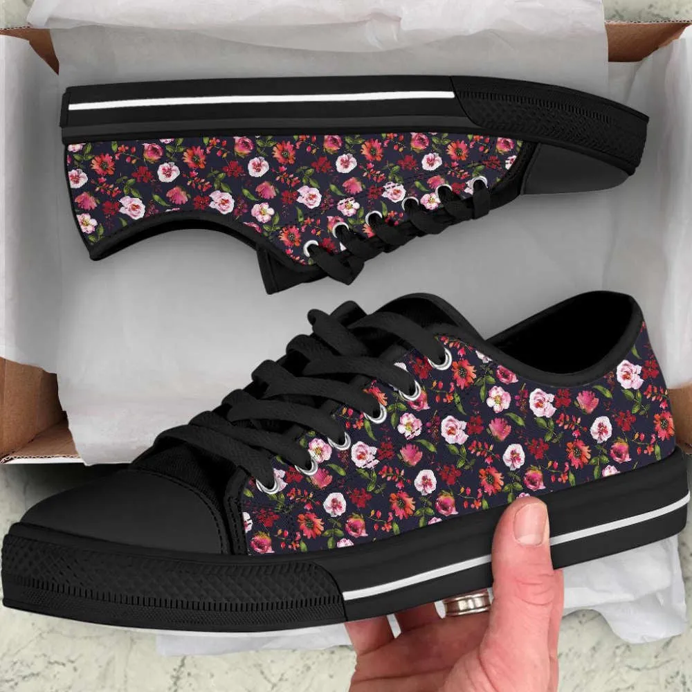 Floral Blush Pastel Roses Peonies , Low Top Sneaker, Low Top Canvas Shoes