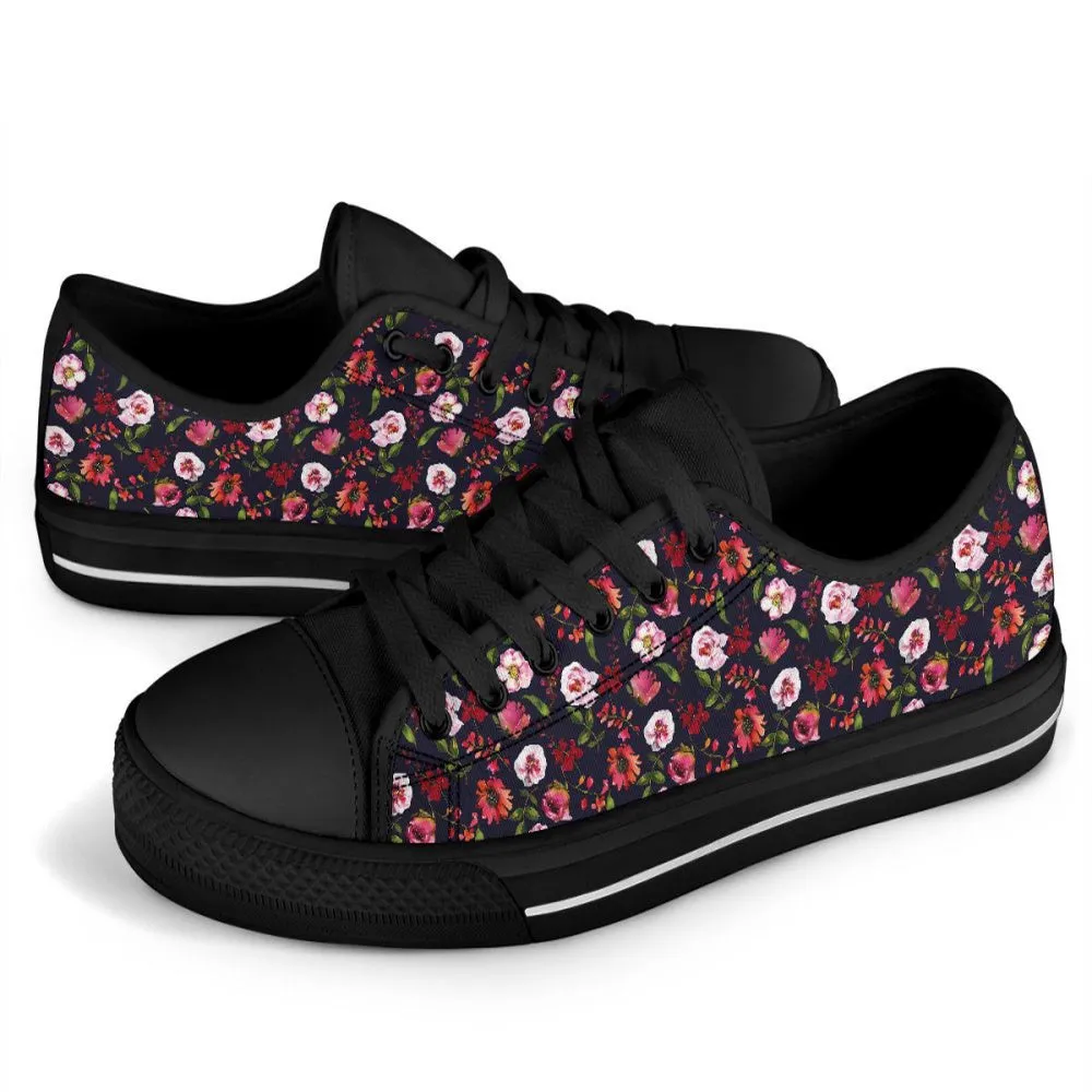 Floral Blush Pastel Roses Peonies , Low Top Sneaker, Low Top Canvas Shoes