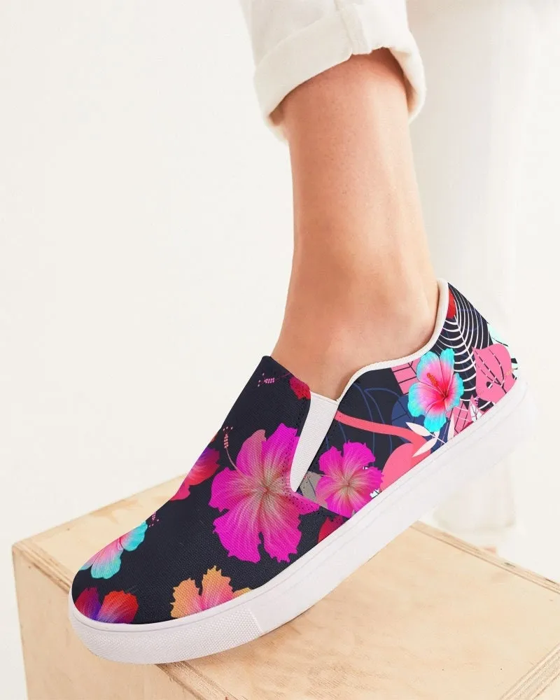 FLORAL HIBSICUS FLAMINGOS CANVAS SHOES