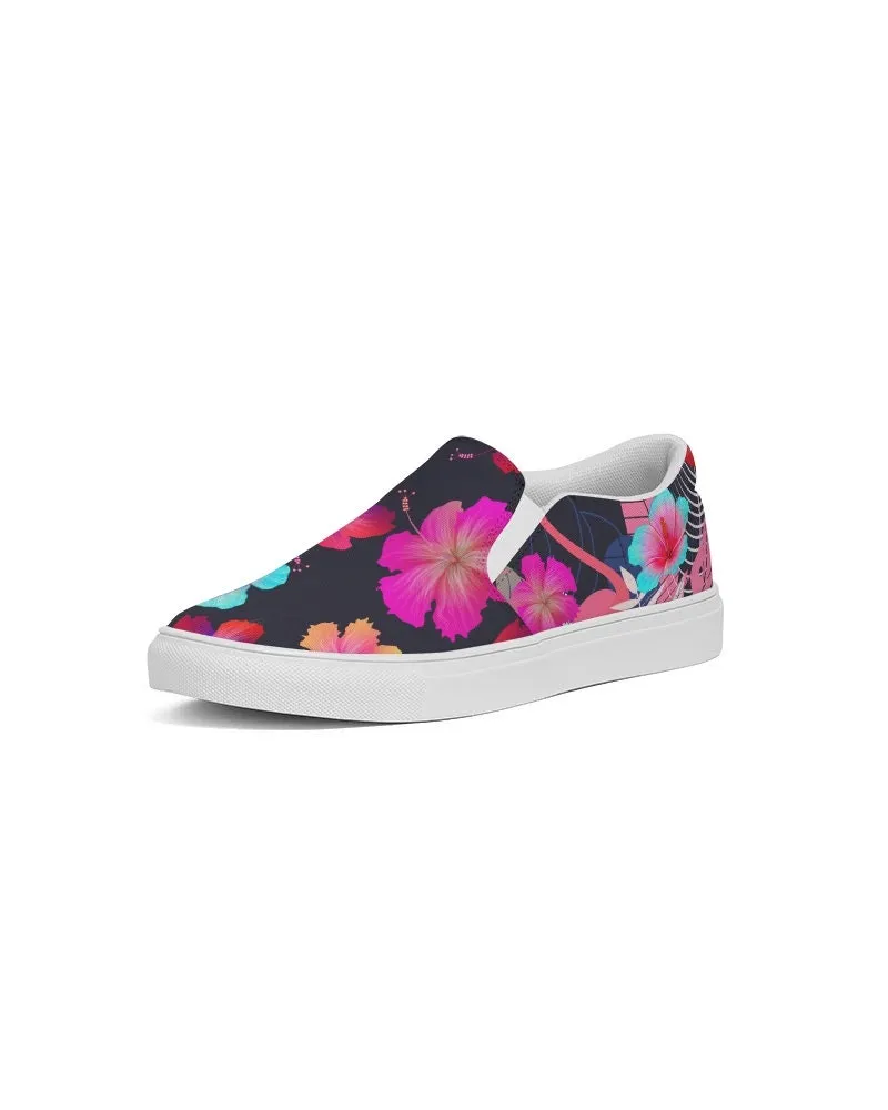 FLORAL HIBSICUS FLAMINGOS CANVAS SHOES