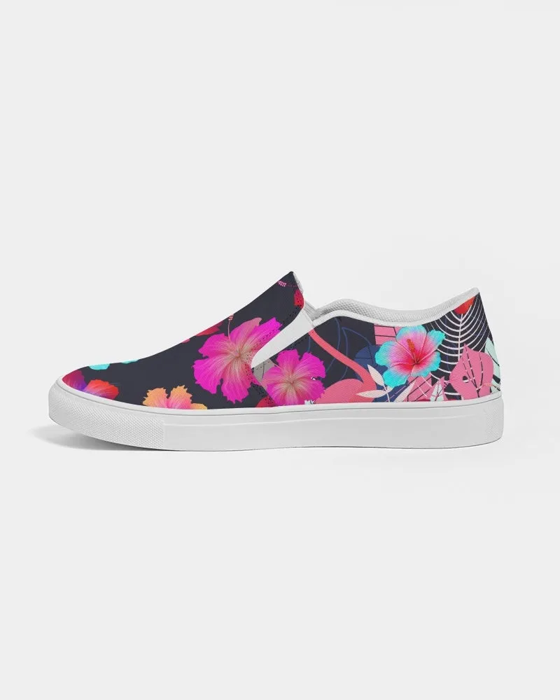 FLORAL HIBSICUS FLAMINGOS CANVAS SHOES