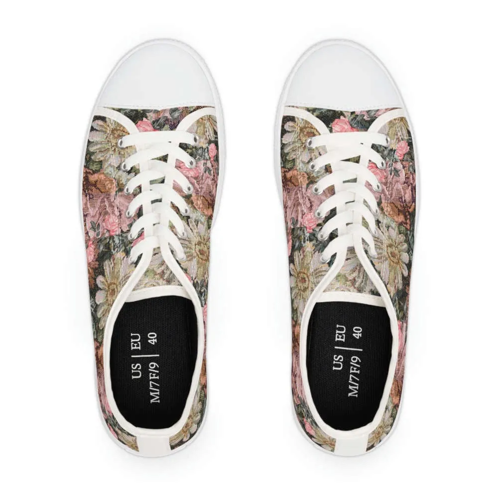 Floral Sneakers,Floral Shoes, Women Shoes, Low Top Shoes For Men And Women, Low Top Sneaker, Low Top Canvas Shoes