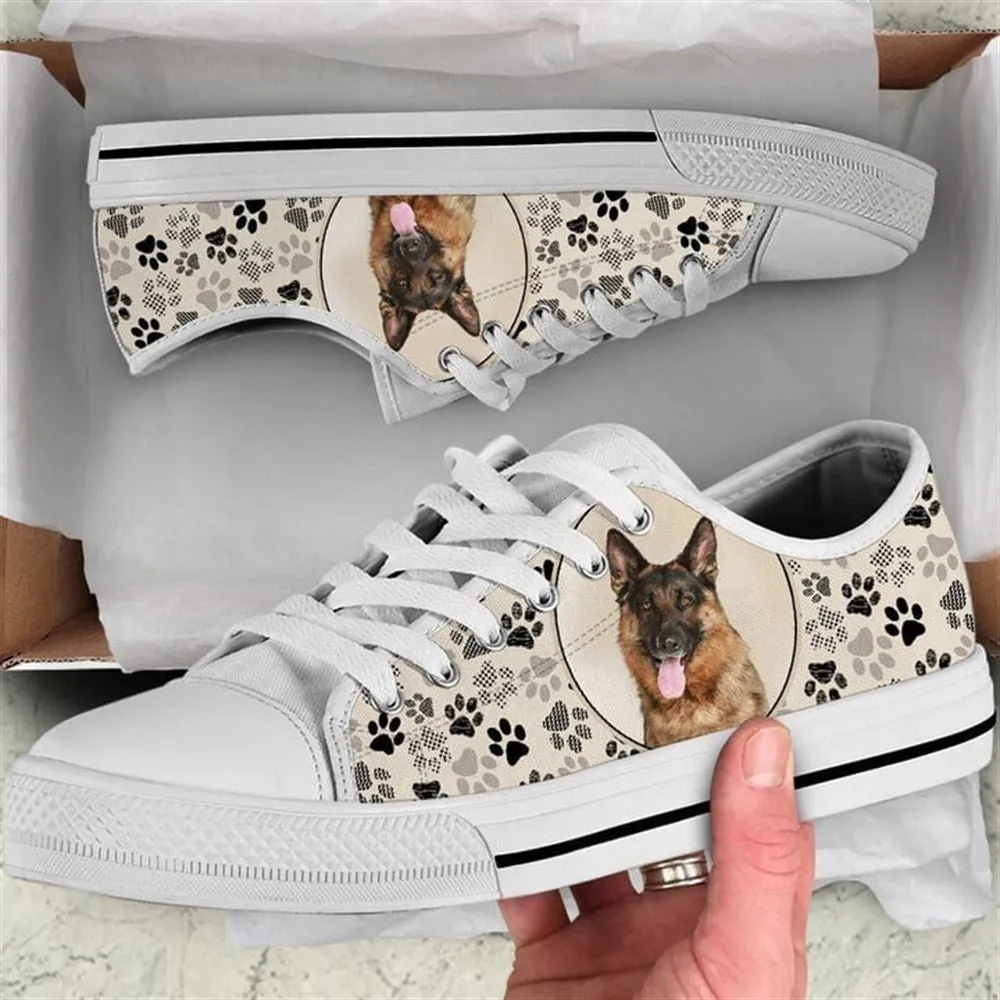 German Shepherd Dog Pattern Brown Canvas Low Top Shoes - Low Top Shoes Mens, Women, Dog Printed Shoes, Canvas Shoes For Men, Women