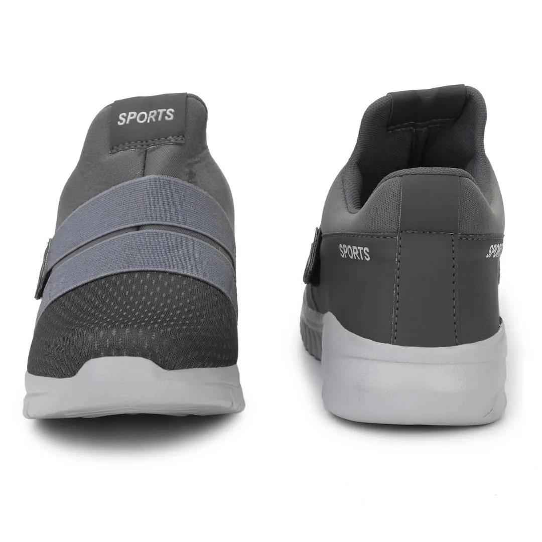 Grey Canvas Mesh Slip On Velcro Casual Wear Walking Running Training Gym Football Sports Shoes