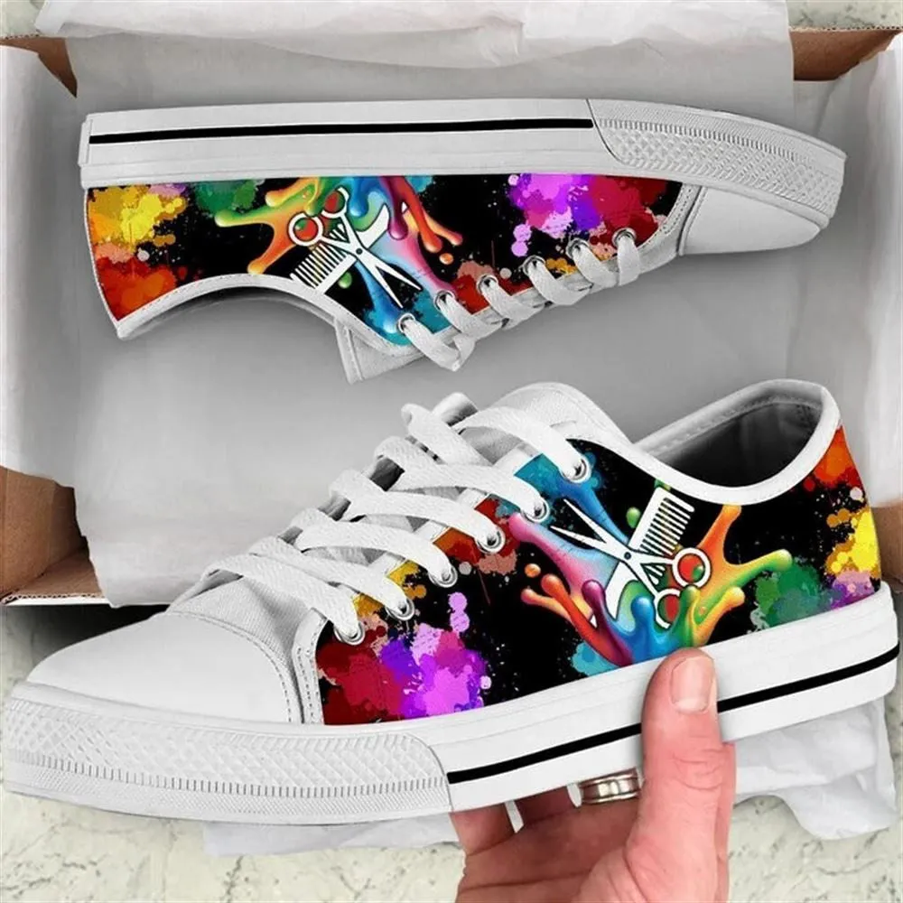 Hairstylist Splash Oil Painting Canvas Low Top Shoes, Low Top Sneaker, Low Top Canvas Shoes