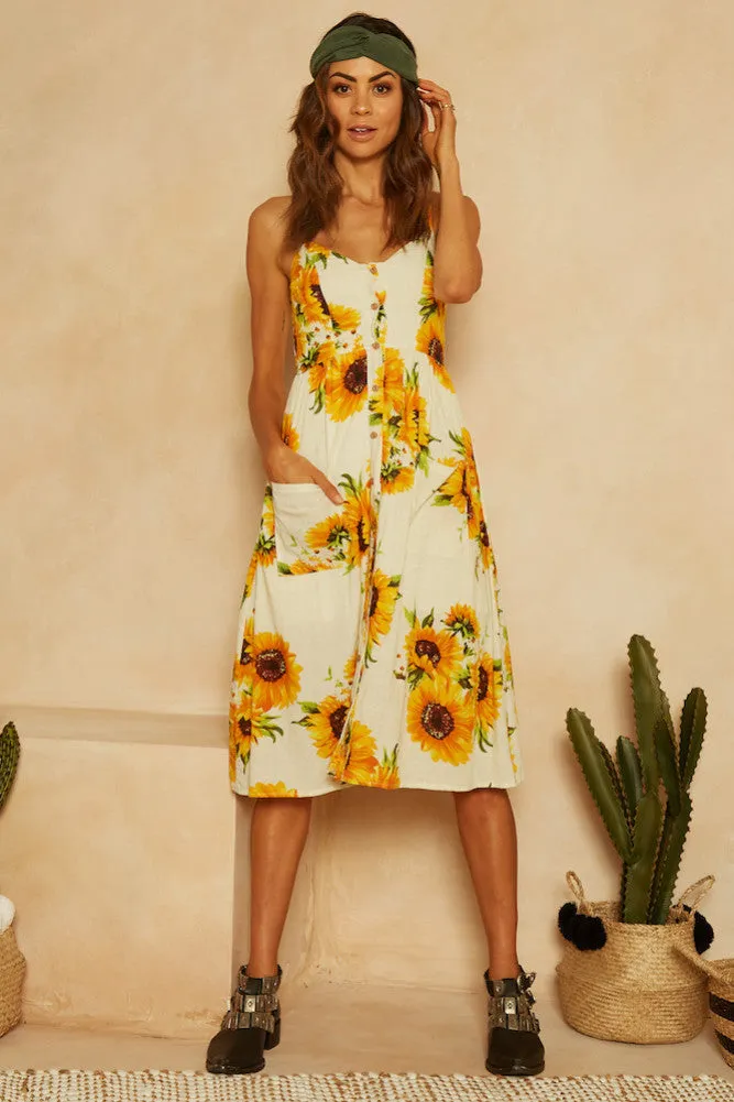 Into The Horizon Midi Dress Yellow